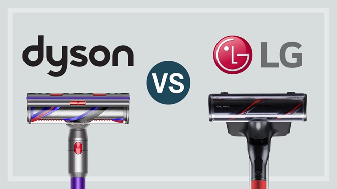 dyson and lg stick vacuums and logos